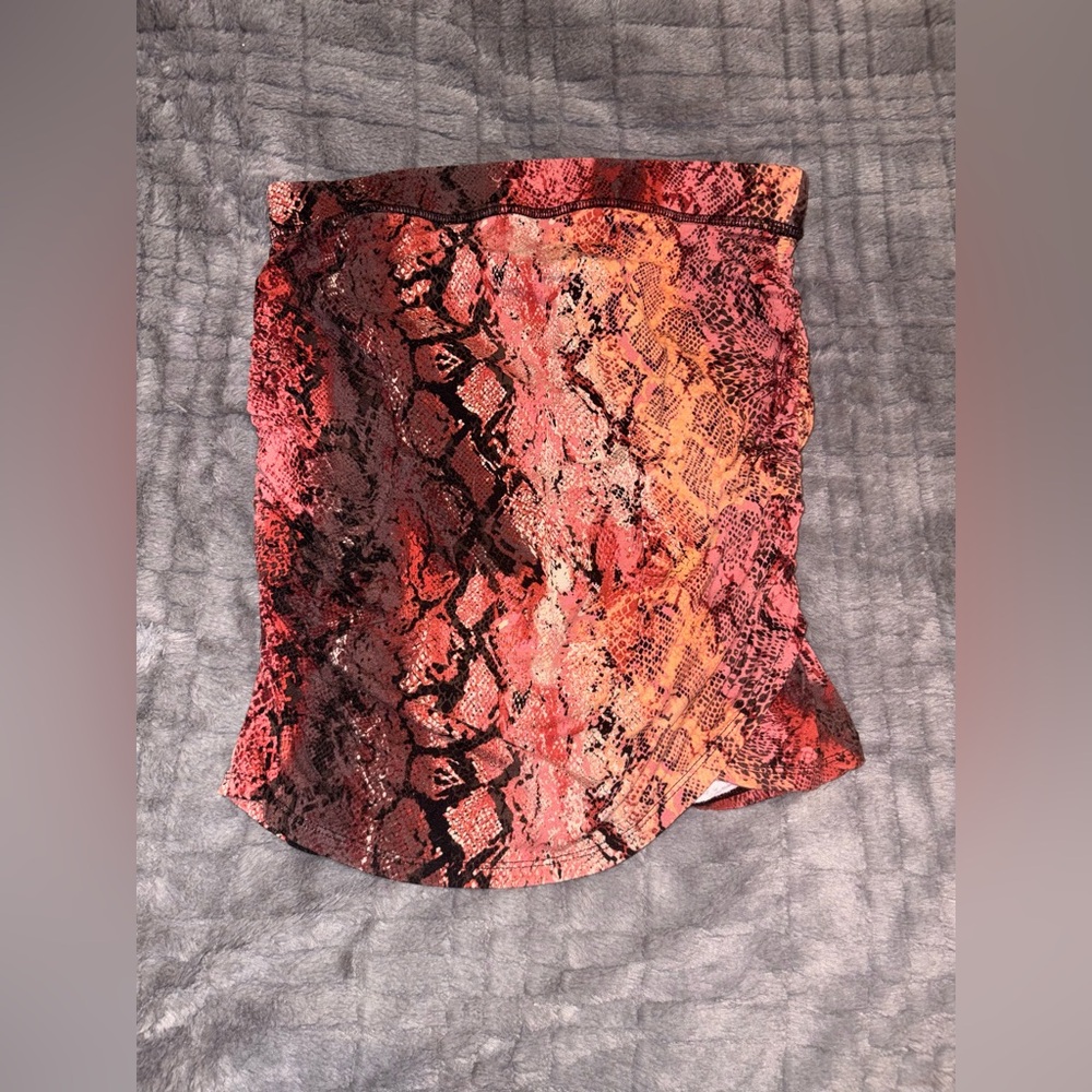 Moda International Red and Orange Snakeskin Ruched Skin